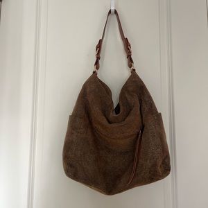 Brown Sorial Snakeskin Pattern Shoulder Hobo Purse